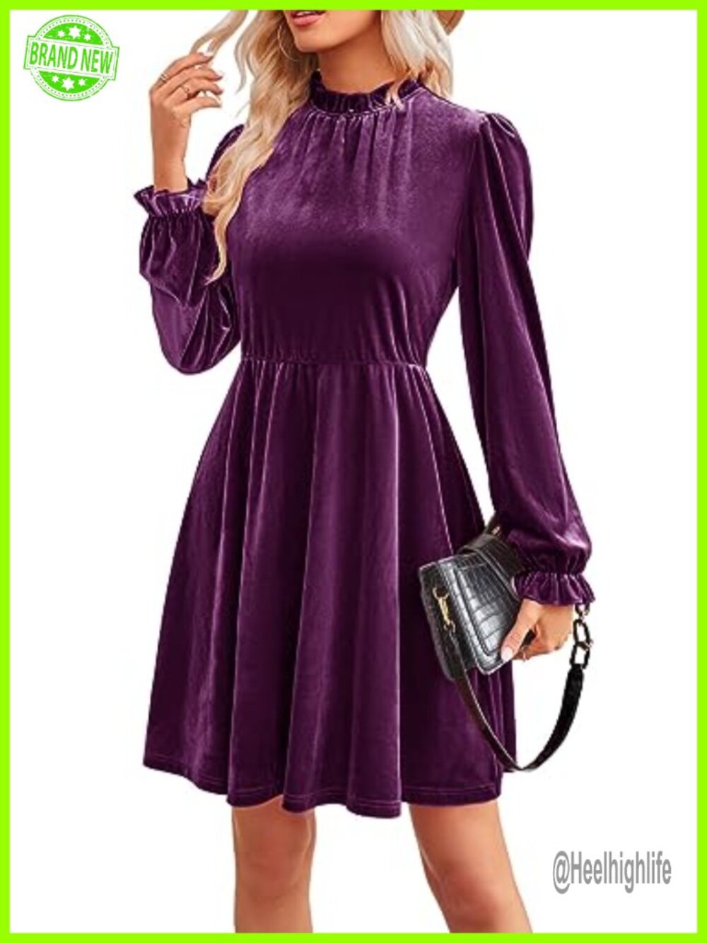 Women's Suede A-Line Mini Dress Long Sleeve V Neck